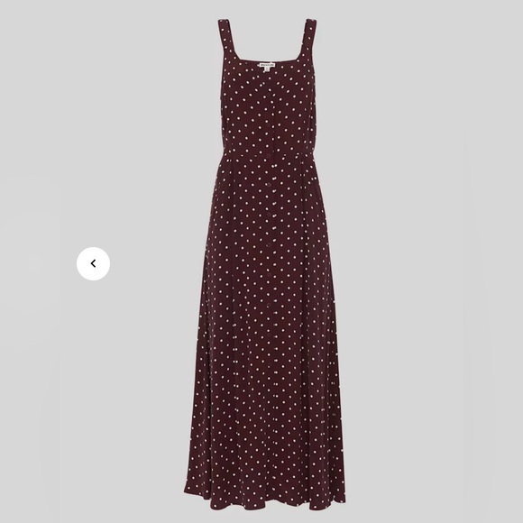 Whistles UK Burgundy Polka Dot Maxi Dress Luxe 90s Vibe - Picture 4 of 14
